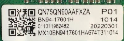 MAIN PARA SMART TV SAMSUNG 4K RESOLUCION (3840 x 2160) / NUMERO DE PARTE BN94-17601H / BN4102855D / BN9417601H / 17601H / BN97-19684S / PANEL CY-TA075FLHV4H / DISPLAY ST7461D02-P / MODELO QN75QN90AAFXZA CD04 - Imagen 4